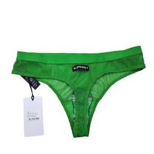 Les Girls Les Boys Women's Green Sheer Mesh Thong - XS